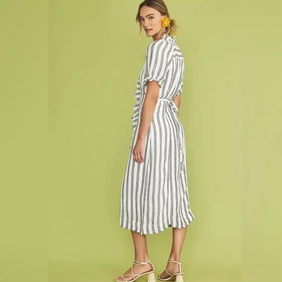 PILCRO- ANTHROPOLOGIE Blue  Ruffle-Collar Buttondown Dress - Picture 8 of 8